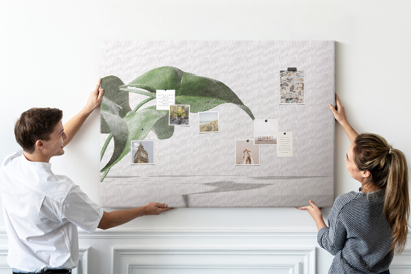 Tableau affichage liège Feuilles délicates sur fond minimaliste