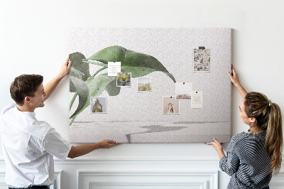 Tableau affichage liège Feuilles délicates sur fond minimaliste