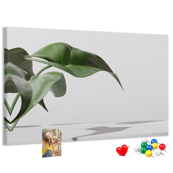 Tableau affichage liège Feuilles délicates sur fond minimaliste