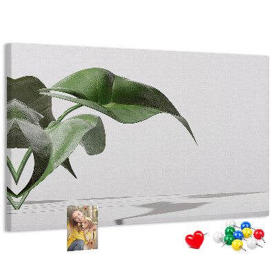 Tableau affichage liège Feuilles délicates sur fond minimaliste