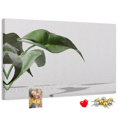 Tableau affichage liège Feuilles délicates sur fond minimaliste