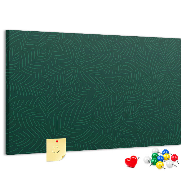 Tableau affichage liège Feuilles vertes sur fond sombre