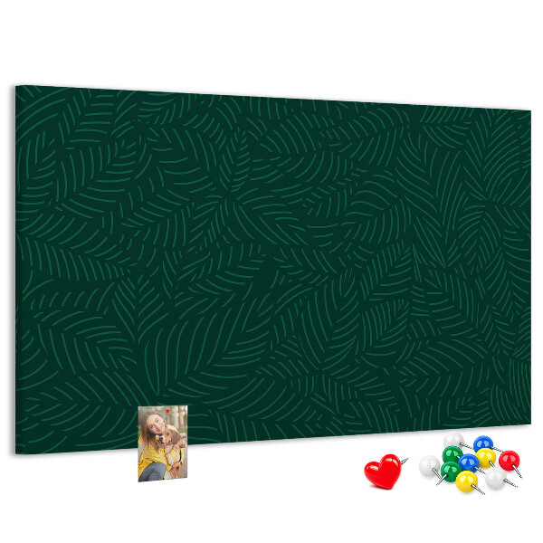 Tableau affichage liège Feuilles vertes sur fond sombre
