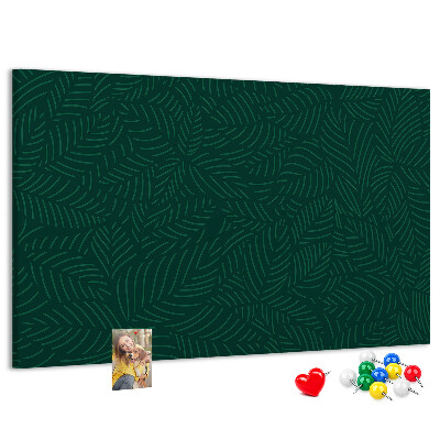 Tableau affichage liège Feuilles vertes sur fond sombre