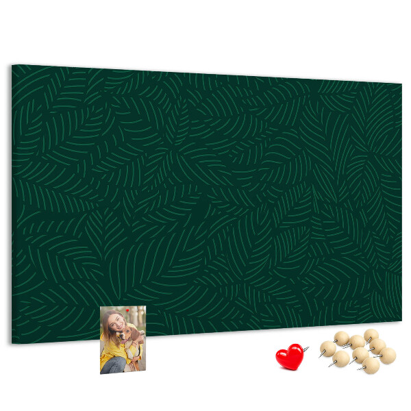 Tableau affichage liège Feuilles vertes sur fond sombre