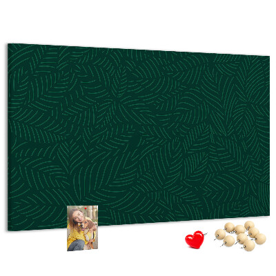 Tableau affichage liège Feuilles vertes sur fond sombre