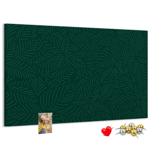 Tableau affichage liège Feuilles vertes sur fond sombre