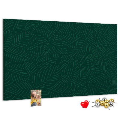 Tableau affichage liège Feuilles vertes sur fond sombre