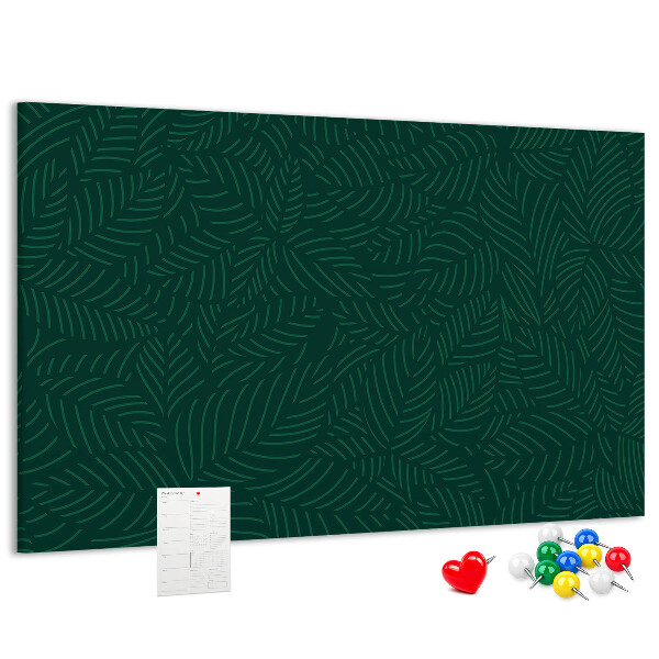 Tableau affichage liège Feuilles vertes sur fond sombre