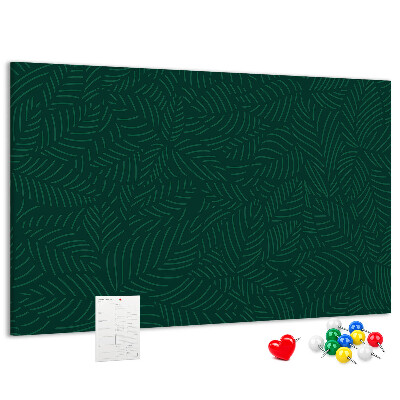 Tableau affichage liège Feuilles vertes sur fond sombre