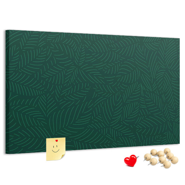 Tableau affichage liège Feuilles vertes sur fond sombre