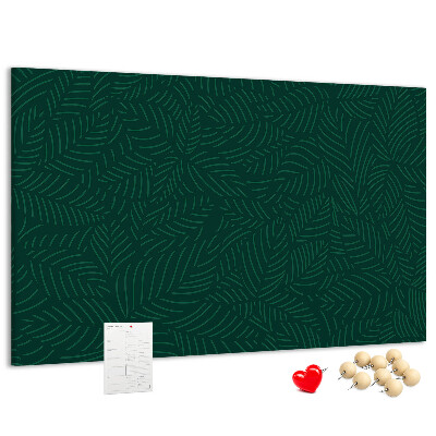 Tableau affichage liège Feuilles vertes sur fond sombre