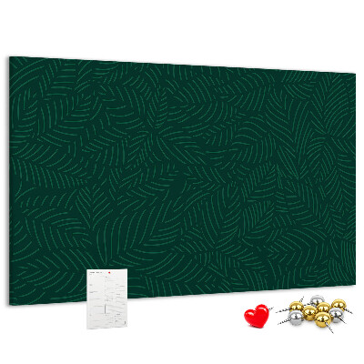 Tableau affichage liège Feuilles vertes sur fond sombre