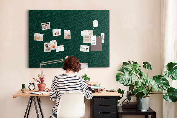 Tableau affichage liège Feuilles vertes sur fond sombre