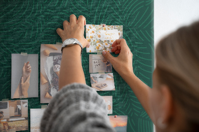 Tableau affichage liège Feuilles vertes sur fond sombre