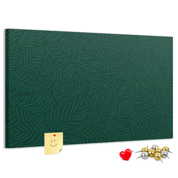 Tableau affichage liège Feuilles vertes sur fond sombre
