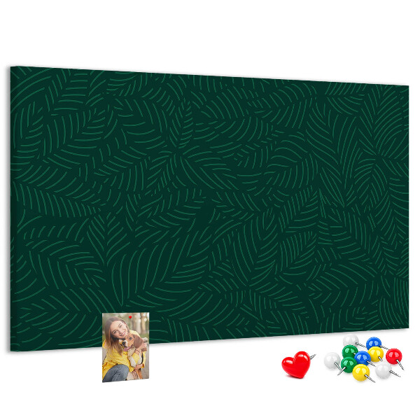 Tableau affichage liège Feuilles vertes sur fond sombre