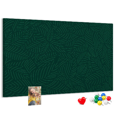 Tableau affichage liège Feuilles vertes sur fond sombre