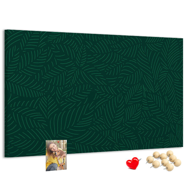Tableau affichage liège Feuilles vertes sur fond sombre
