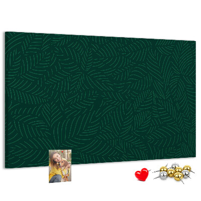 Tableau affichage liège Feuilles vertes sur fond sombre