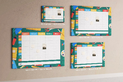 Tableau en liège Un planning hebdomadaire créatif avec des touches de couleur