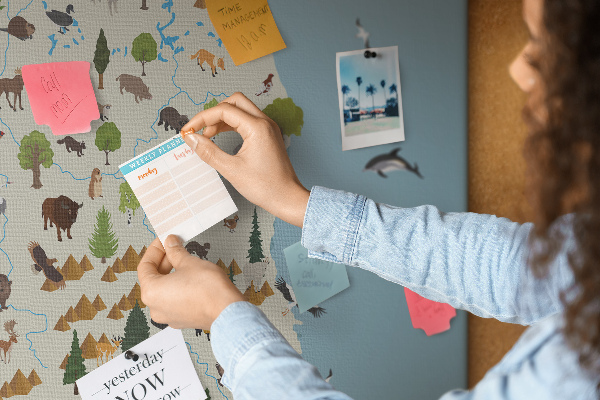 Tableau affichage liège La faune polonaise sur une carte colorée