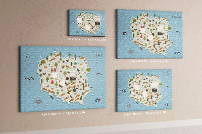 Tableau affichage liège La faune polonaise sur une carte colorée