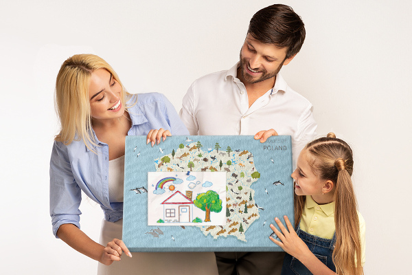 Tableau affichage liège La faune polonaise sur une carte colorée