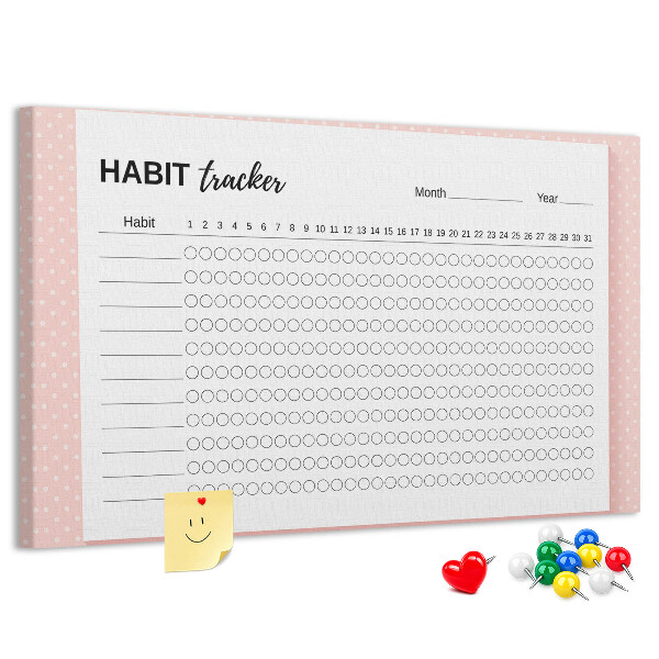 Tableau en liège Suivi des habitudes avec des fonds colorés