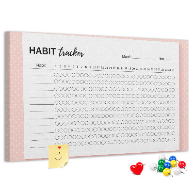Tableau en liège Suivi des habitudes avec des fonds colorés