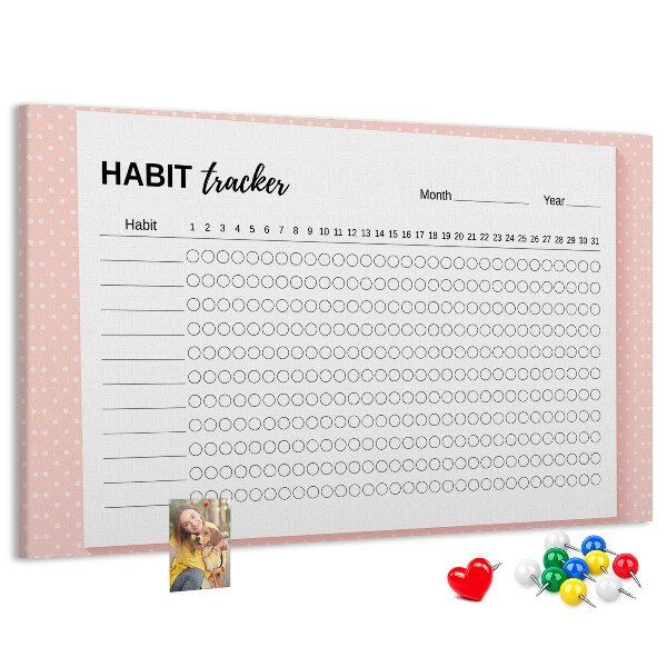 Tableau en liège Suivi des habitudes avec des fonds colorés