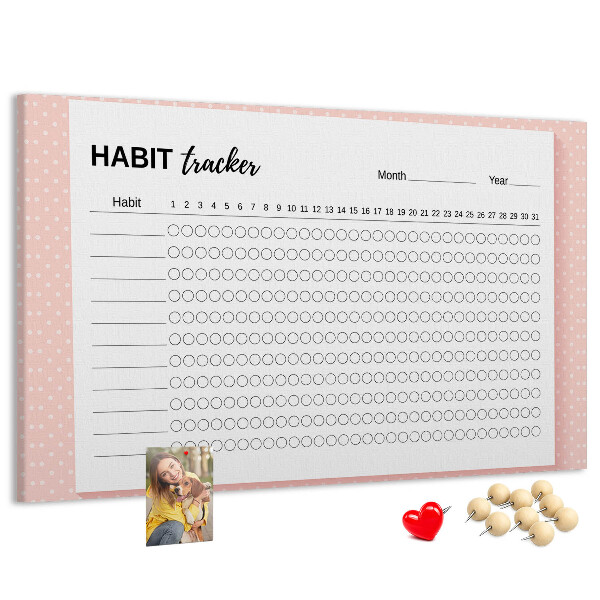 Tableau en liège Suivi des habitudes avec des fonds colorés