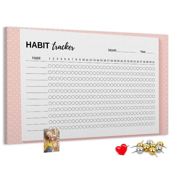 Tableau en liège Suivi des habitudes avec des fonds colorés