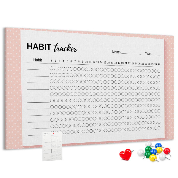 Tableau en liège Suivi des habitudes avec des fonds colorés