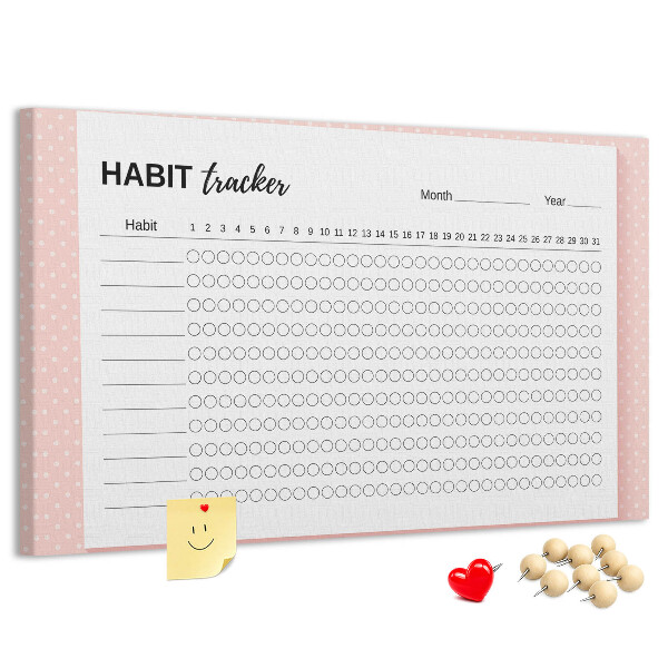 Tableau en liège Suivi des habitudes avec des fonds colorés