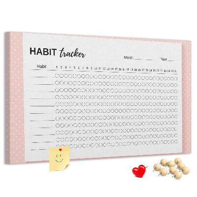 Tableau en liège Suivi des habitudes avec des fonds colorés