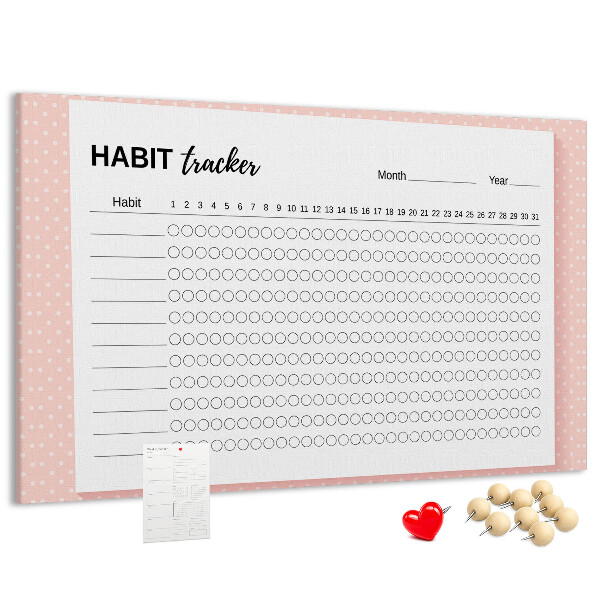Tableau en liège Suivi des habitudes avec des fonds colorés