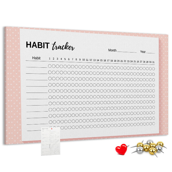 Tableau en liège Suivi des habitudes avec des fonds colorés