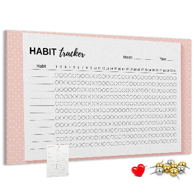Tableau en liège Suivi des habitudes avec des fonds colorés