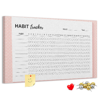 Tableau en liège Suivi des habitudes avec des fonds colorés