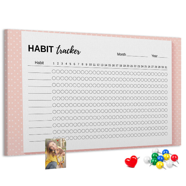 Tableau en liège Suivi des habitudes avec des fonds colorés