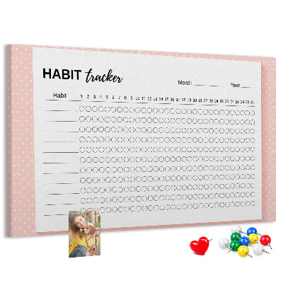Tableau en liège Suivi des habitudes avec des fonds colorés