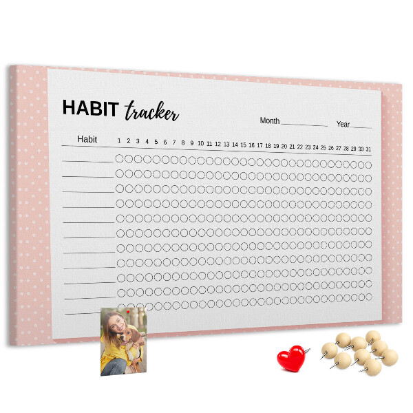 Tableau en liège Suivi des habitudes avec des fonds colorés