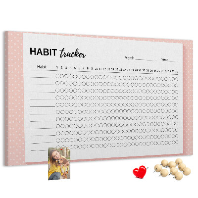 Tableau en liège Suivi des habitudes avec des fonds colorés
