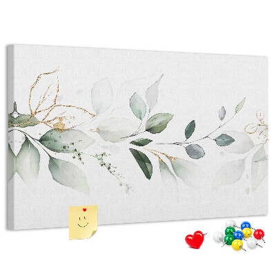 Tableau en liège Feuilles délicates aux accents dorés