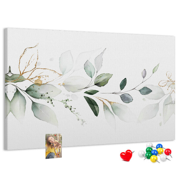 Tableau en liège Feuilles délicates aux accents dorés