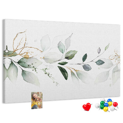 Tableau en liège Feuilles délicates aux accents dorés