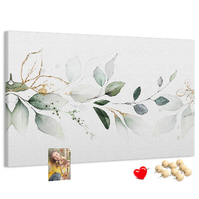 Tableau en liège Feuilles délicates aux accents dorés