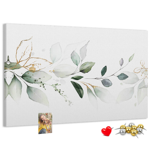 Tableau en liège Feuilles délicates aux accents dorés