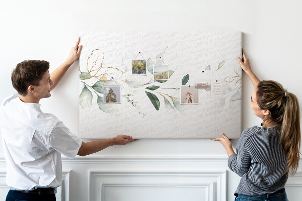 Tableau en liège Feuilles délicates aux accents dorés